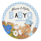 Baby Boy Blue Gingham Wood Floral Baby Q BBQ