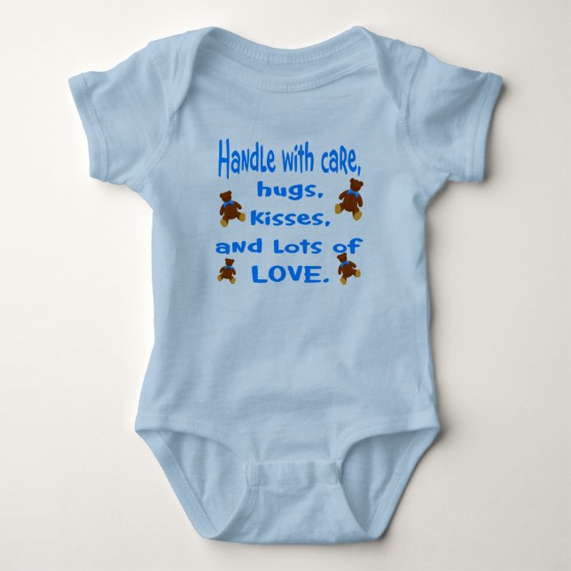 Baby Boy Blue Handle with Love outfit Bodysuit (Front)