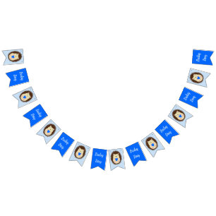 Baby Boy Blue Heart Hedgehog Baby Shower Bunting