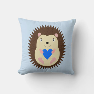 Baby Boy Blue Heart Hedgehog Cushion
