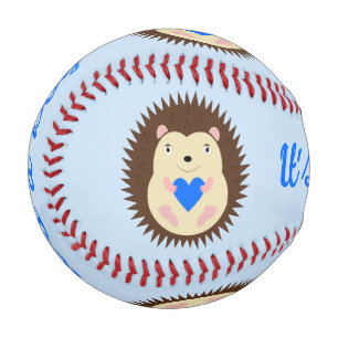 Baby Boy Blue Heart Hedgehog Custom Baseball