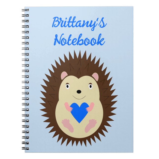 Baby Boy Blue Heart Hedgehog Custom Notebook (Front)