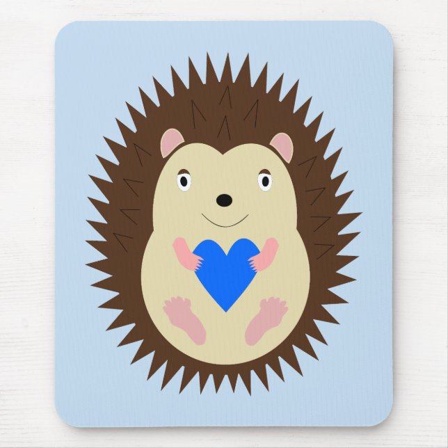 Baby Boy Blue Heart Hedgehog Mouse Pad (Front)