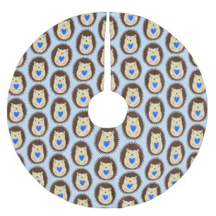 Baby Boy Blue Heart Hedgehog Patterned Brushed Polyester Tree Skirt