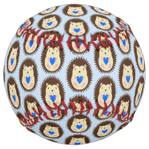 Baby Boy Blue Heart Hedgehog Patterned Softball
