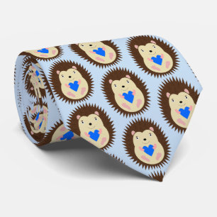 Baby Boy Blue Heart Hedgehog Patterned Tie