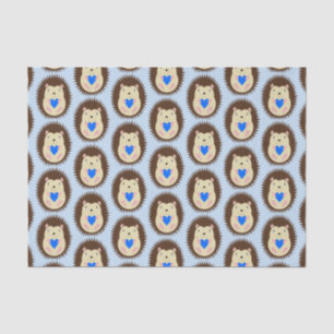 Baby Boy Blue Heart Hedgehog Patterned Tissue Paper