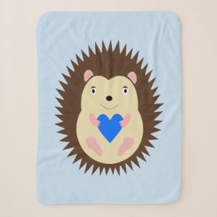 Baby Boy Blue Heart Hedgehog Sherpa Blanket