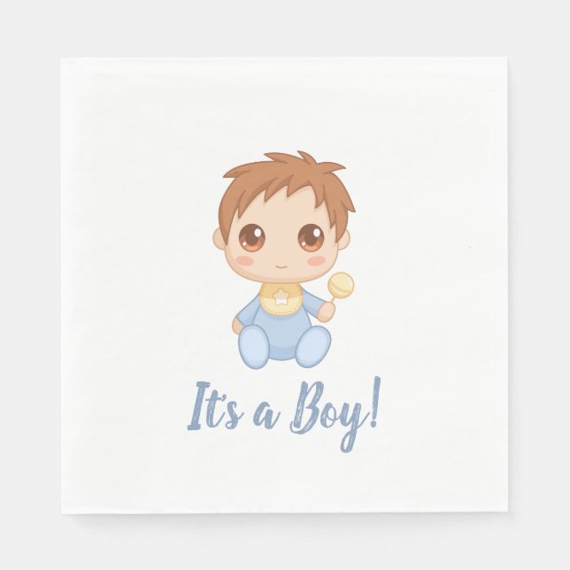 Baby Boy Blue Jumpsuit Napkin (Front)
