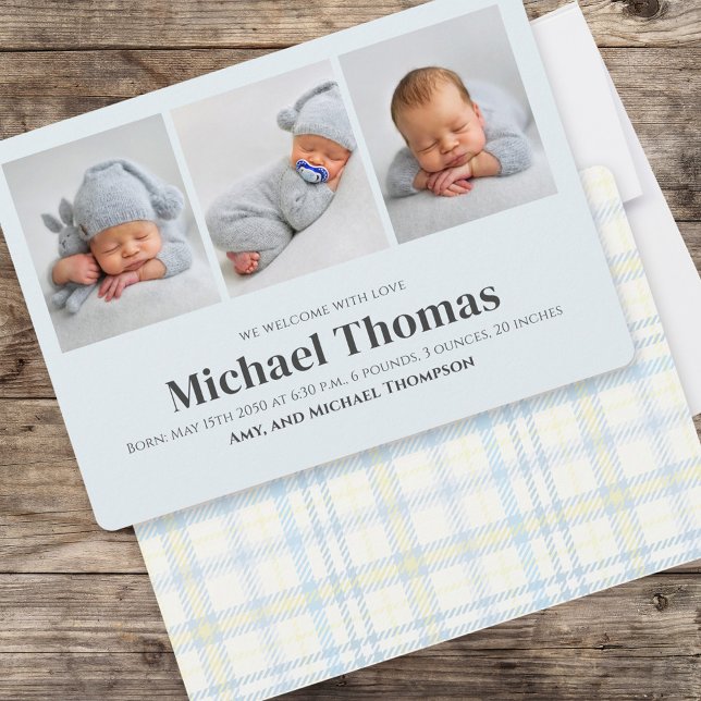 Baby Boy Blue Multi Photo Simple Cute Plaid (Creator Uploaded)