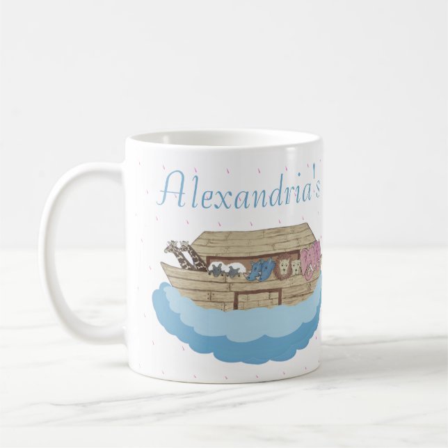 Baby Boy Blue Noah's Ark Baby Shower gift Coffee Coffee Mug (Left)
