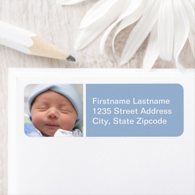 Baby Boy Blue Photo Return Address Return Address Label (Insitu)