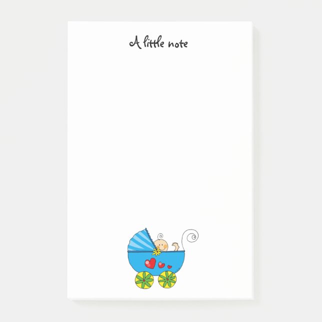 baby boy (blue pram) - nursery post-it notes (Front)
