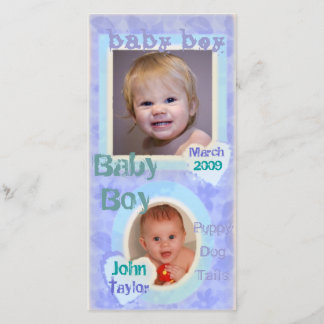 Baby Boy Blue & Purple Vintage Photo Card