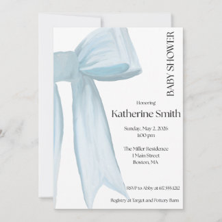 Baby Boy Blue Ribbon Invitation