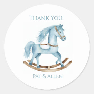 Baby Boy Blue Rocking Horse Stickers Cute