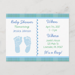 Baby Boy Blue Sage Green Baby Shower Invitation