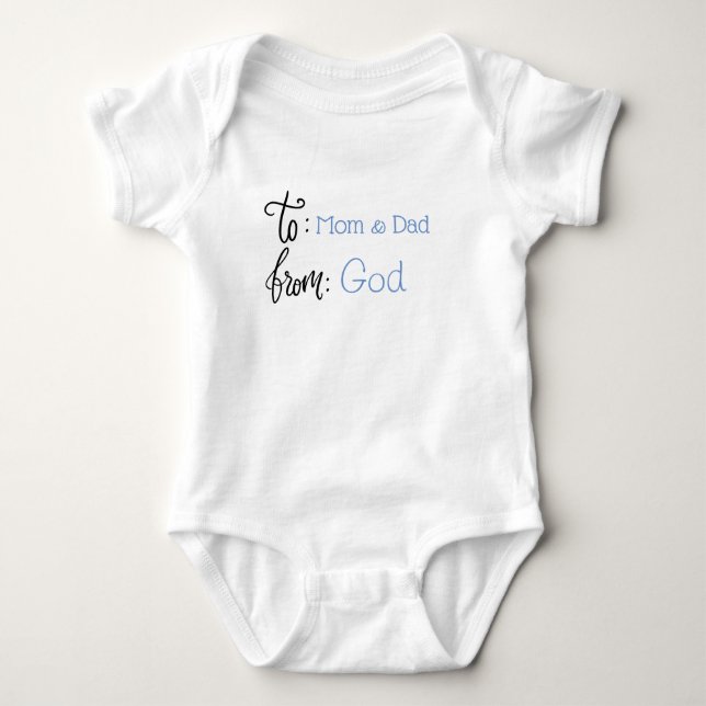 Baby Boy Blue Typography Script Bodysuit (Front)