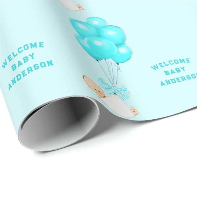 Baby Boy Blue Wrapping Paper (Roll Corner)