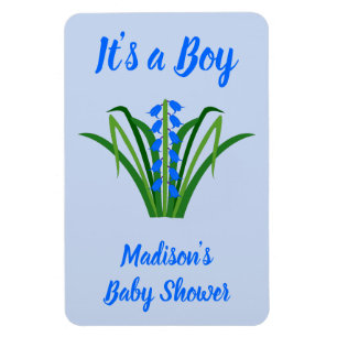 Baby Boy Bluebell Flowers Spring Baby Shower Magnet