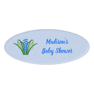Baby Boy Bluebell Flowers Spring Baby Shower Name Tag