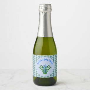 Baby Boy Bluebell Flowers Spring Baby Shower Sparkling Wine Label