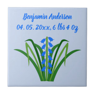 Baby Boy Bluebell Flowers Spring Custom Ceramic Tile