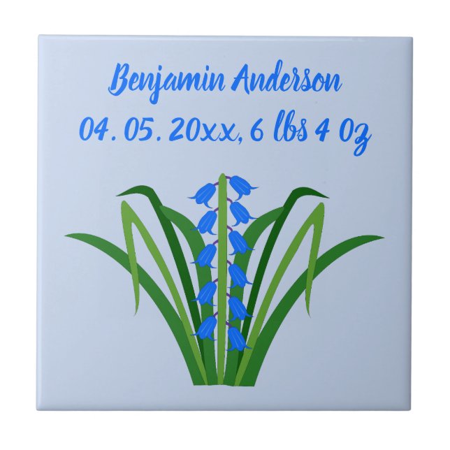 Baby Boy Bluebell Flowers Spring Custom Ceramic Tile (Front)