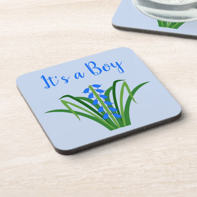 Baby Boy Bluebell Flowers Spring Custom Coaster (Left Side)