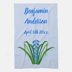 Baby Boy Bluebell Flowers Spring Custom Tea Towel