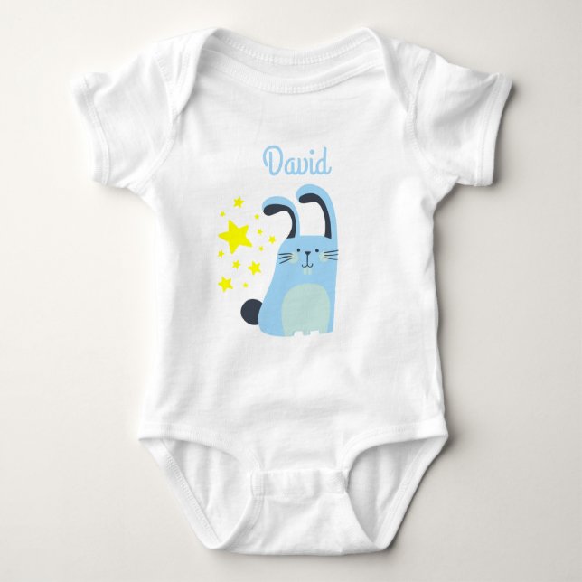 Baby boy bodysuit with cute bunny (Front)