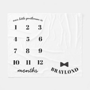 Baby Boy Bow Tie Monthly Milestone Blanket