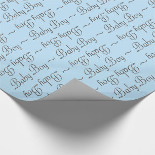Baby Boy Brown-Grey and Light Blue Gift Wrap