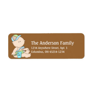 Baby Boy Brushing Teeth Time Address Labels
