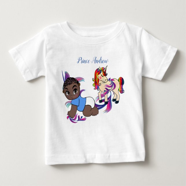 Baby Boy Bubbles & Unicorns Baby T-Shirt (Front)