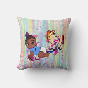 Baby Boy Bubbles & unicorns Cushion