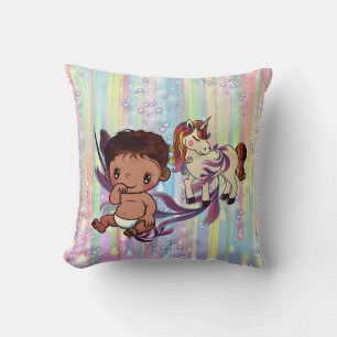 Baby Boy Bubbles & unicorns Cushion