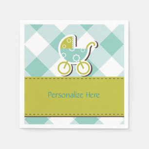 baby Boy Buggy Blue and Green Napkin