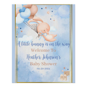 Baby Boy Bunny Baby Shower Poster