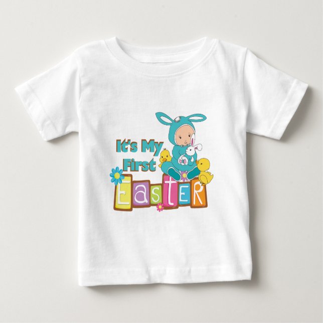 Baby Boy Bunny First Easter T-shirt (Front)