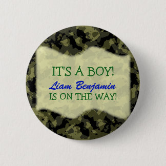 Baby Boy - Camo Themed Baby Shower 6 Cm Round Badge