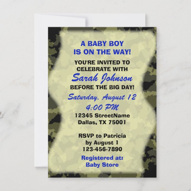 Baby Boy - Camo Themed Baby Shower Invitation (Front)
