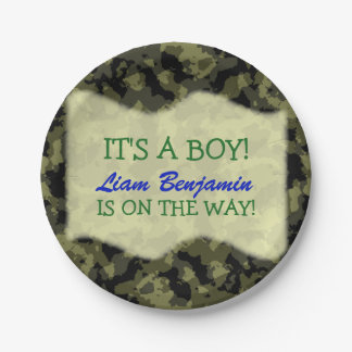 Baby Boy - Camo Themed Baby Shower Paper Plate