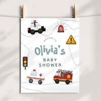 Baby Boy Cars Cute Baby Shower Welcome Sign