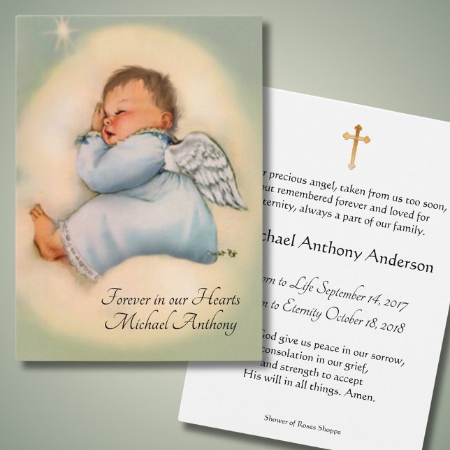 Baby Boy Catholic Funeral Memorial Holy Card - (Creator Uploaded)