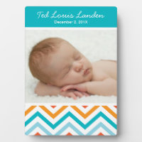 Baby Boy Chevron Photo Plaque