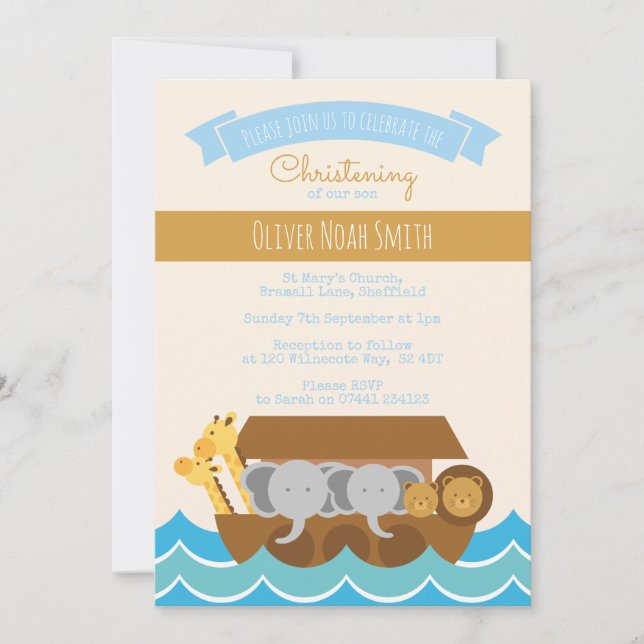 Baby Boy Christening/Baptism Invitation (Front)