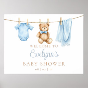Baby Boy Clothesline Baby Shower Welcome Sign