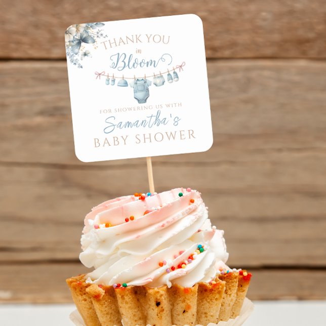 Baby Boy Clothesline Watercolor Thank You Sticker (Creator Uploaded)