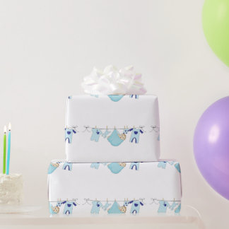 Baby Boy Clothesline Wrapping Paper